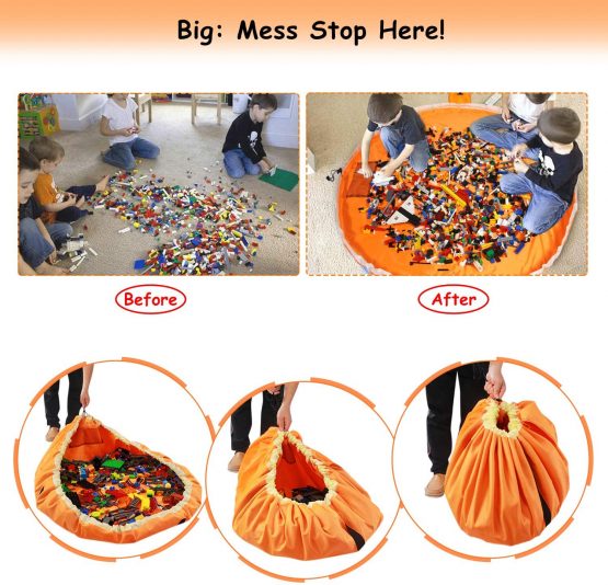 SUMBABO Toy Bag Storage Mat - Play Mat Bag and Toy Organizer Storage Bag by Drawstring for Children - Block Storage Container for Kid Storing Bricks with Cap Like Travel Bag as Gift 2Pcs=1Big+1Mini - Image 2