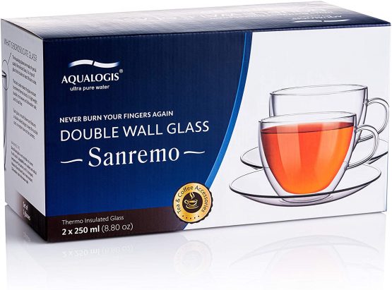 Aqualogis Double Walled Thermo Glass Cappuccino, Latte Glass Sanremo Set of 2 (250ml) - Image 4