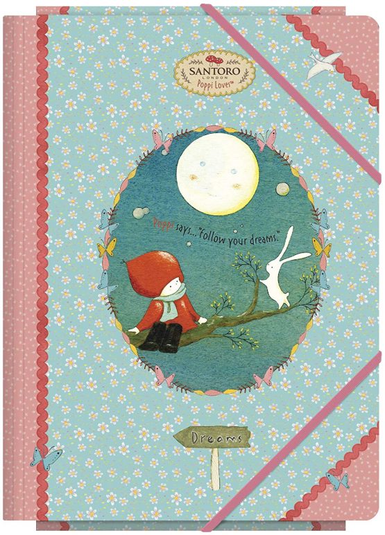 3 Flaps folder with elastics foolscap - Santoro - Poppi Loves - Moon