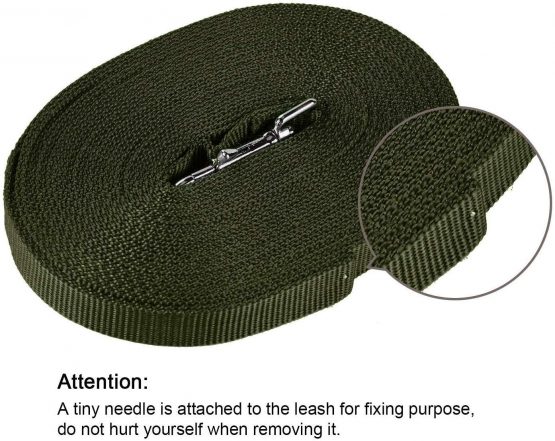 HAPPY HACHI Dog Training Lead Leash, Long Dog Line Nylon Cotton Webbing Recall Rope Leash for Pet Tracking Training Recall Obedience (5m/15ft,Army Green) - Image 3