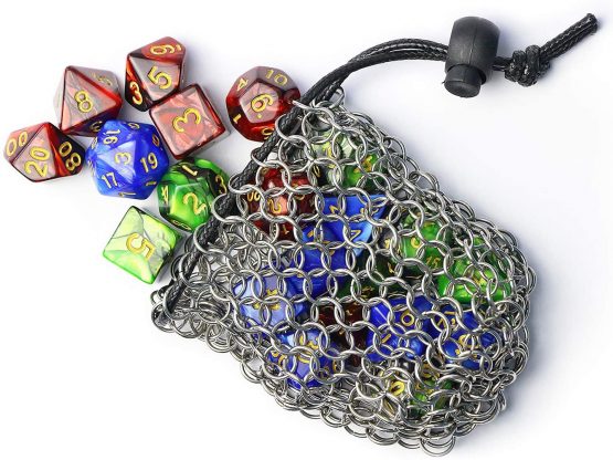 YOUSHARES Drawstring D&D Dice Bag - Large Capacity Stainless Steel Chainmail Dice Bag for Dungeons and Dragons Dice Set (Hold 3 Sets) - Image 2