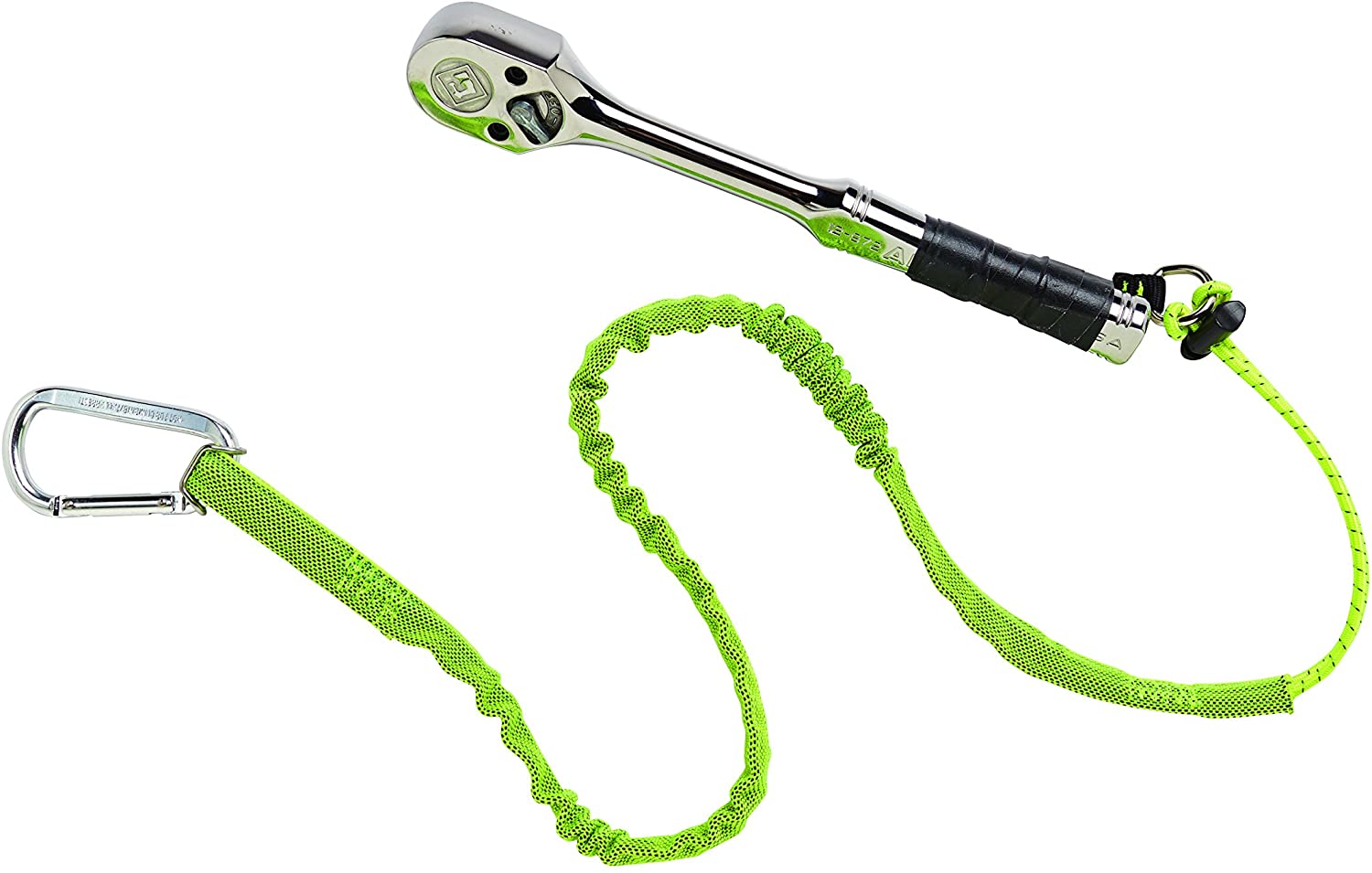 Ergodyne Squids 3100EXT Tool Lanyard with Single Carabiner and Adjustable Loop End, Extended Length, Lime - Image 2