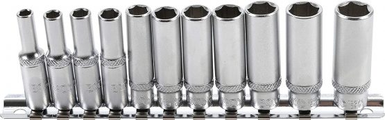 BGS 2429 | Socket Set, Hexagon, deep | 6.3 mm (1/4") Drive | Inch Sizes | 11 pcs.
