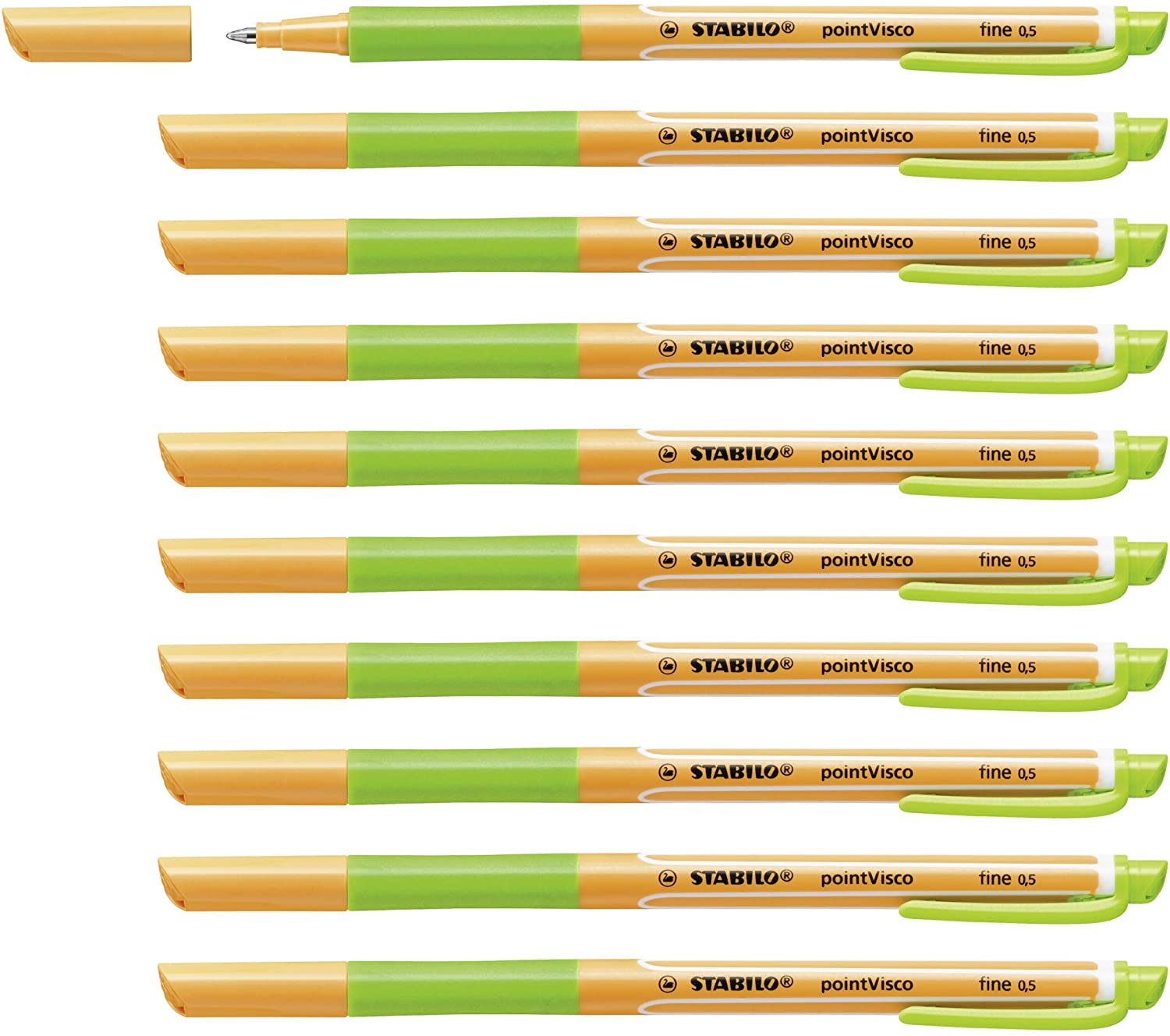 STABILO Gel Rollerball pointVisco Box of 10 Leaf Green, 10 count (Pack of 1)