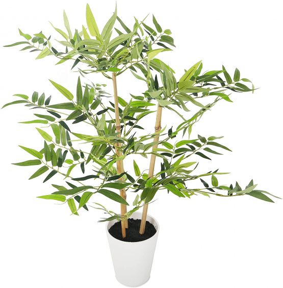 Closer2Nature Artificial 2ft 3" Golden Bamboo Tree in a Decorative White Pot