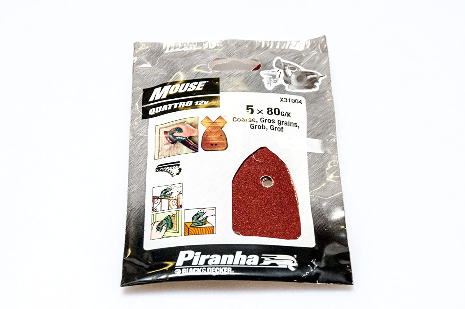 BLACK+DECKER X31004-XJ Piranha 80 g Mouse Sander Sheet - Set of 5, 11.8 x 0.7 x 18.8 cm