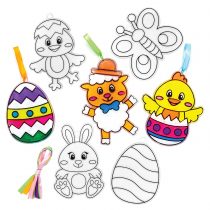 Baker Ross AT515 Easter Suncatcher Ornaments - Pack of 10, Fun Plastic Designs For Children To Colour In And Decorate