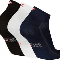 DANISH ENDURANCE Cycling Socks Low-Cut 3 Pack, for Men & Women, Breathable & Padded Bike Socks in Striped, Black & Blue