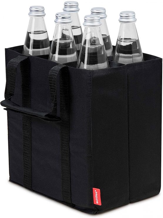 achilles 6er Bag, Bag for 6 x 1.5L Bottles, Black Bottle Holder, 25 cm x 17 cm x 27 cm