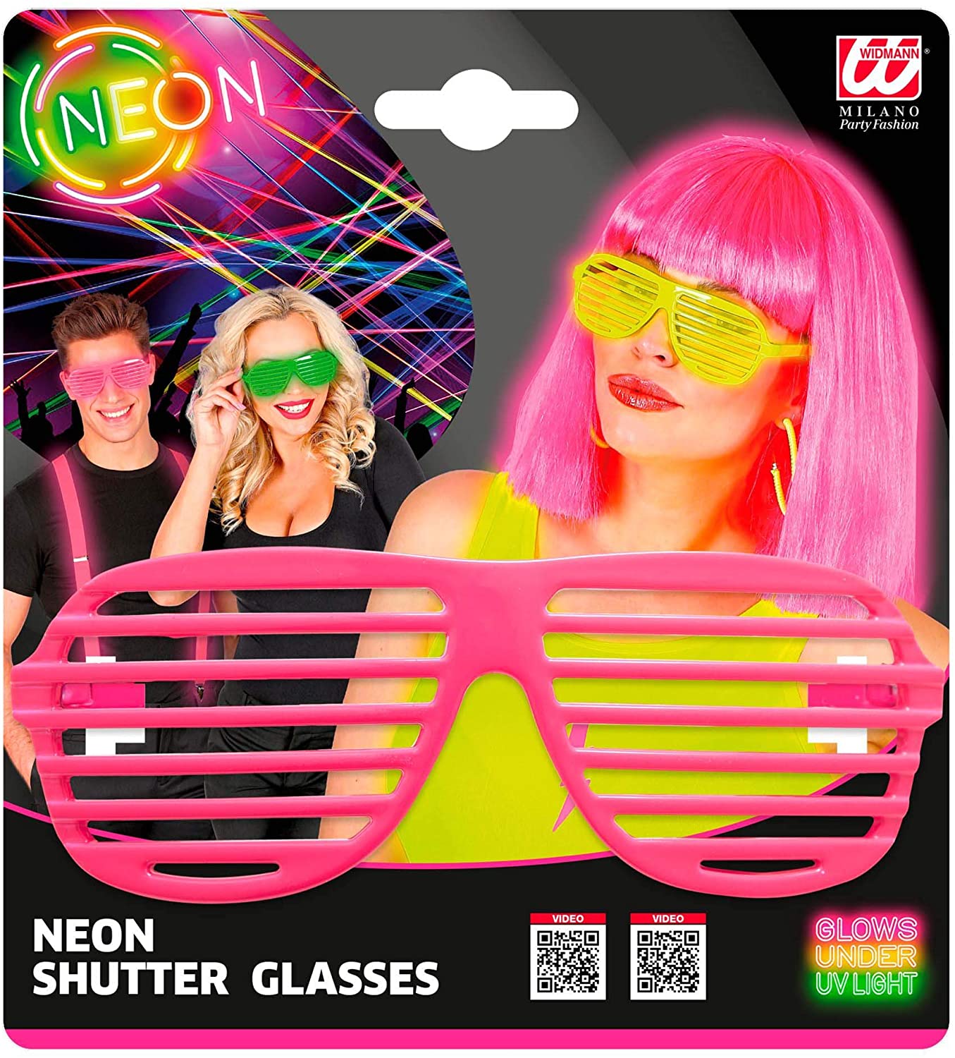 Widmann 01355 - Atzen Glasses, Neon Pink, Bad Taste, Carnival, Theme Party - Image 2
