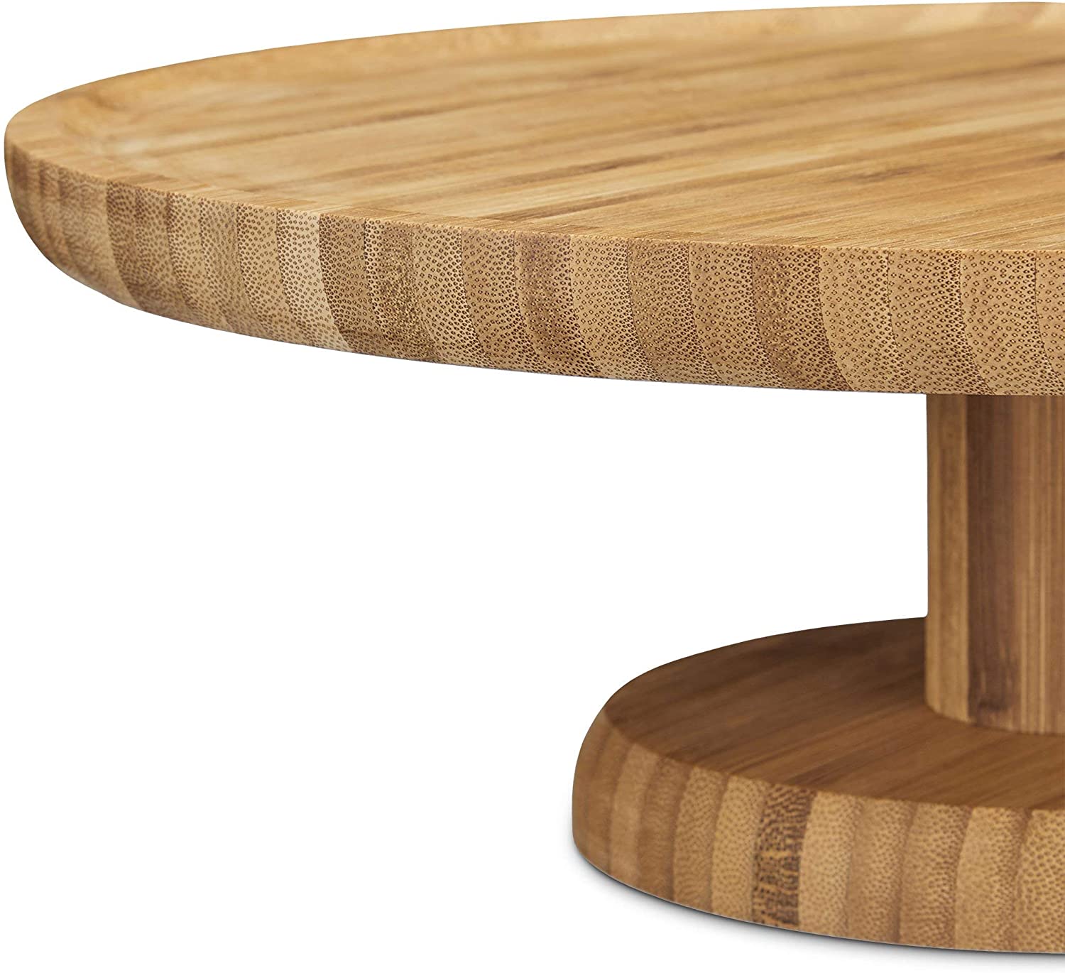 Relaxdays Round Cake Stand, 33 cm, Bamboo, with Pedestal Foot, Size: ca 11.5 x 33 cm, Natural Brown, 33 x 33 x 11.5 cm - Image 4