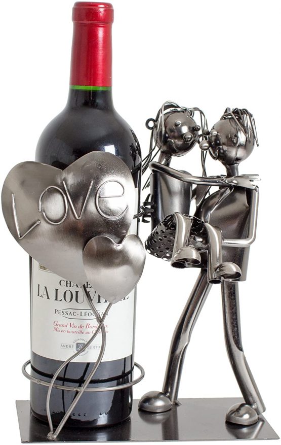 BRUBAKER Wine Bottle Holder Lovers Metal Sculpture Gift - Image 2