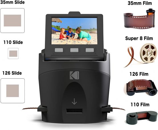 Kodak SCANZA Digital Film Scanner, Converts 35mm, 126, 110, Super 8 and 8mm Film Negatives and Slides To JPEG Includes Large Tilt Up 3.5 LCD and EasyLoad Film Inserts - Image 2