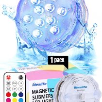 Idealife Hot Tub Lights, 8.3cm RGBW IP68 Waterproof Pond Lights Underwater Bath Lights with RF Remote Control Magnet Suction Cups Submersible Led Light for Pool Spa Vase Party Christmas Decorations