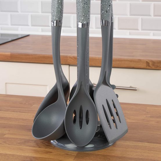 Blackmoor Home 66789 6-Piece Grey Kitchen Utensils Set | Non-Scratch Heat Resistant | BPA Free Plastic | Modern & Vibrant | Space Saving - Image 4