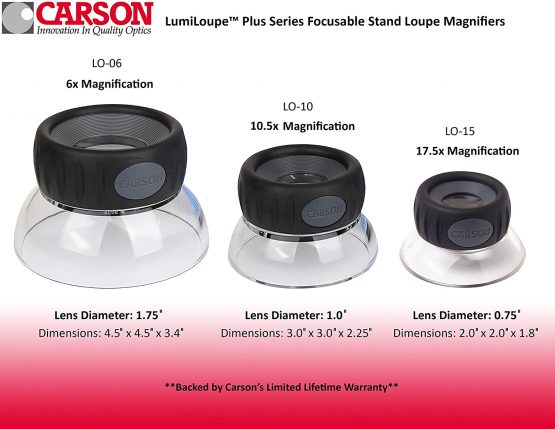 Carson LO-10 11.5x LumiLoupe Plus Focusing Stand Magnifier Loupe - Image 2