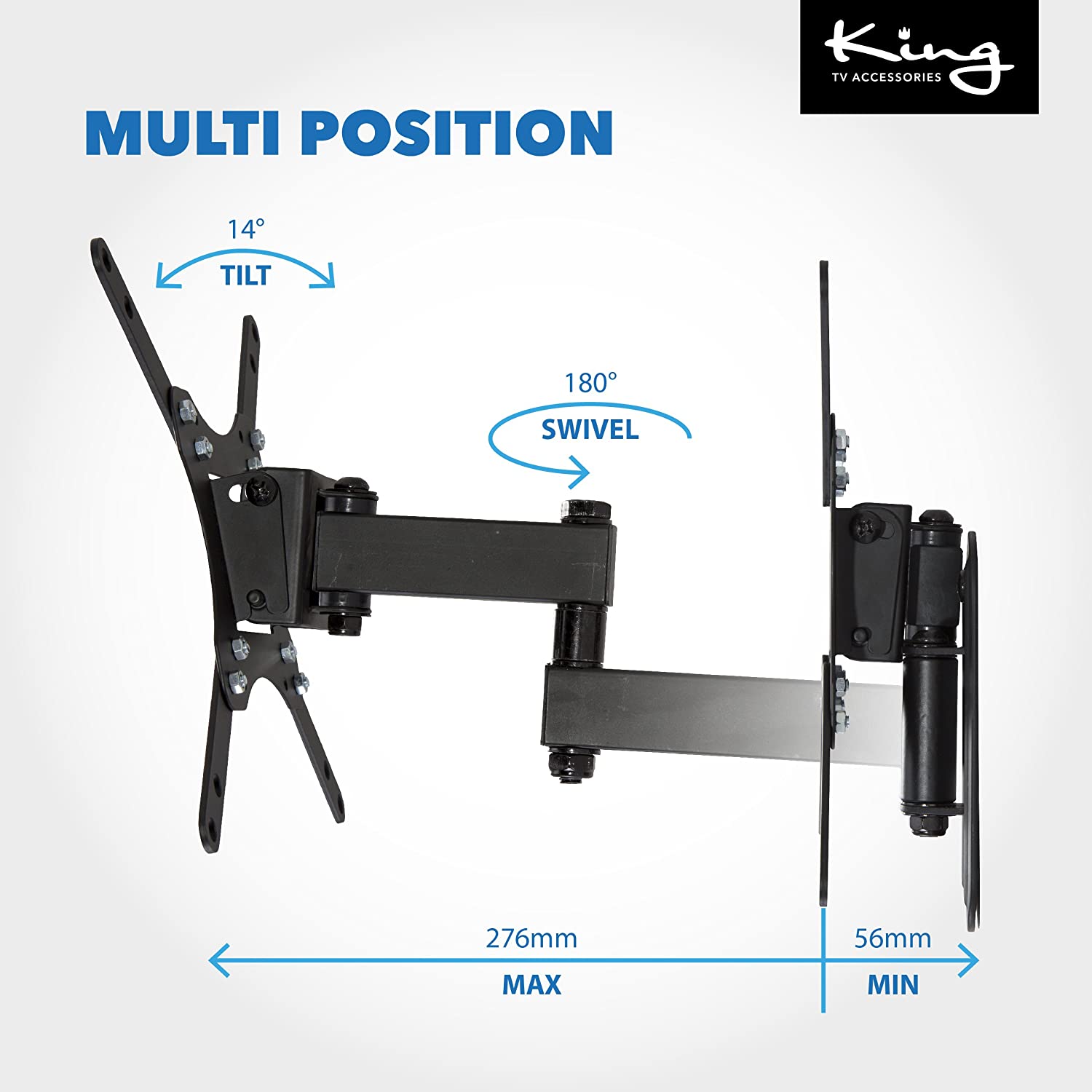 MAHARA Tilt and Turn TV Wall Bracket, Wall Mount for TVs Max 43 Inches - Image 2