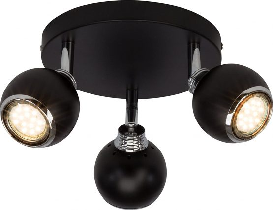 Brilliant Ina LED Spotlight 3 Bulb Ceiling Spotlight, swivelling, Black/Chrome, 750 lumens, 3X GU10 3W LED Reflector Lamps Included