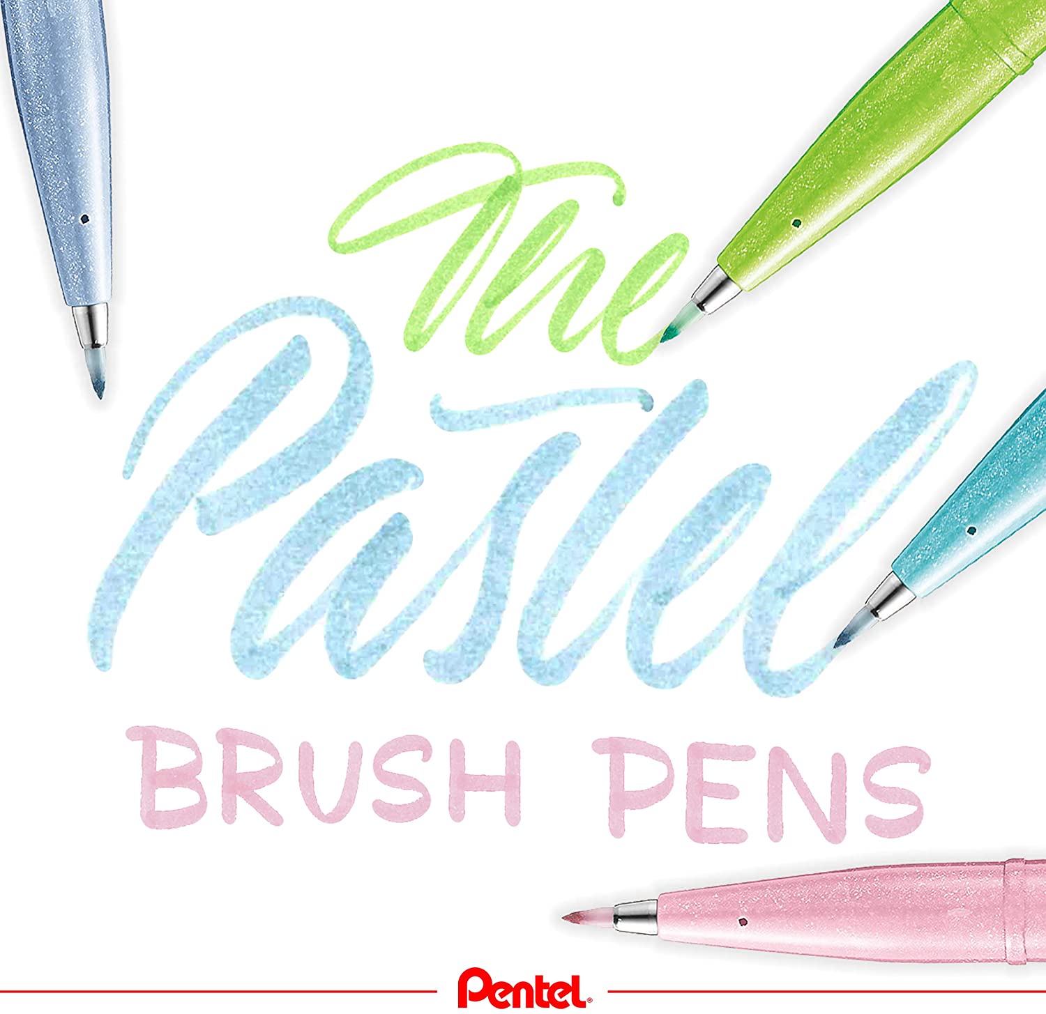 Pentel Brush Sign Pen SES15C-12 Fibre-Tip Pen 4 Blue grey, light green, azure blue, pale pink, 1 count (Pack of 4) - Image 4