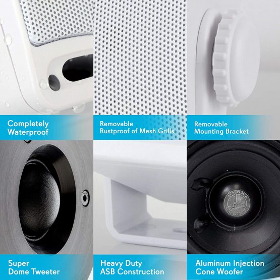 Pyle 3-Way Weather Proof Mini Box Speakers System Pair, 200 Watt, 3.5-Inch Size, White - Image 2