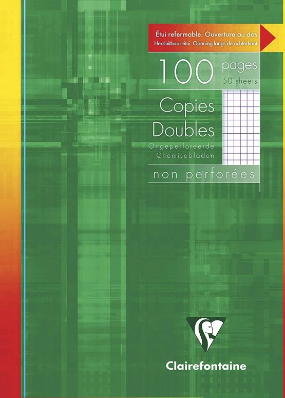 Clairefontaine Unpunched Double Sheets, A4, 90 g, 50 Sheets, Squared Ruled