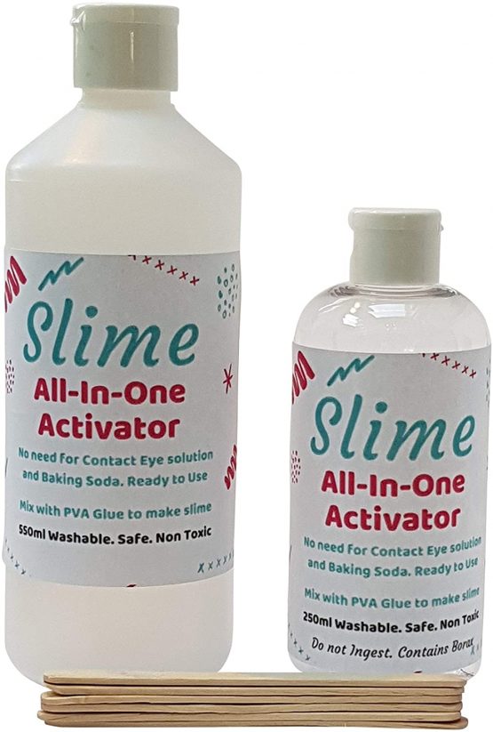 Ultimate Slime Activator Borax For Making all Slimes, including Flubber, Butter, Clear, Rainbow - All In One Activator Formula - Various Sizes with 6X Lolly Sticks (800ml)