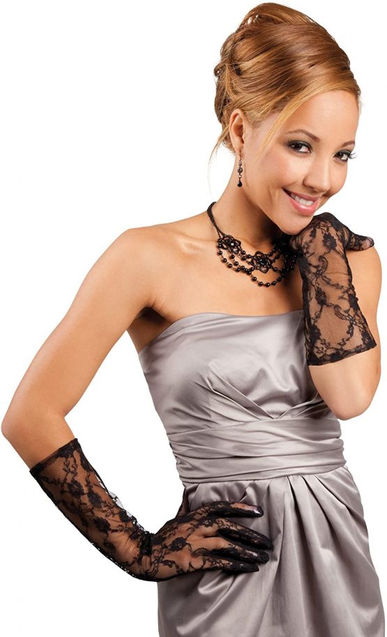 Boland 03002 Black Night Lace Long Gloves, one size - Image 2
