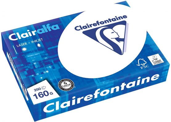 Clairefontaine 2618C Clairalfa opaque printer paper (1 Ries with 250 sheets, A4, 21 x 29.7 cm, 160 g, ideal for flyers or brochures) white