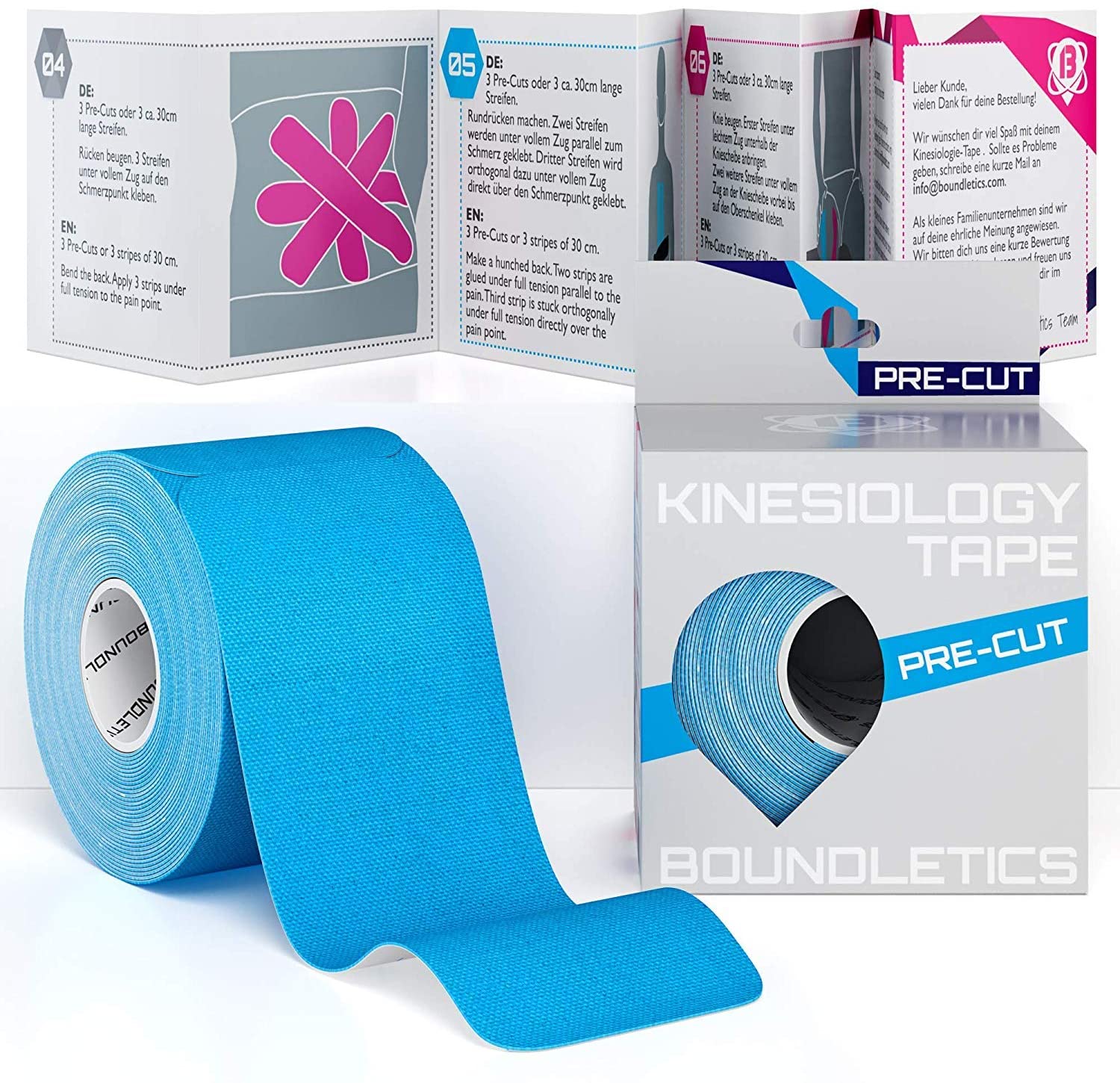 Kinesiology Tape Pre Cut for Easy Taping of Spine, Shoulder, Neck, Hand, Finger, Knee or Heels