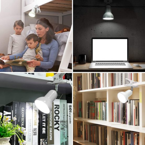 Clip on lamp,360 ° Rotating Clip Book Light Portable Reading lamp, Clip in The Desk/Table/Double Bed/Cabinet Lighting (Desk lamp,Seven Colors for Your Choice) (Blue) - Image 2