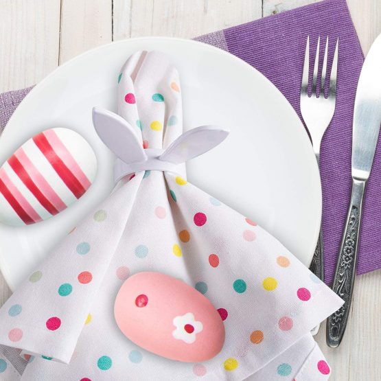 WINGFISH Easter Bunny Napkin Rings Set Of 12 Handmade Cute Rabbit Ear