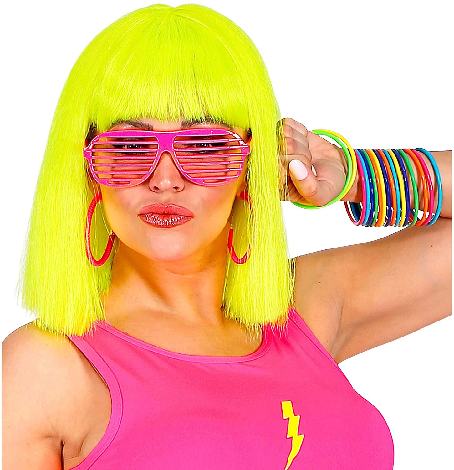 Widmann 01355 - Atzen Glasses, Neon Pink, Bad Taste, Carnival, Theme Party - Image 4