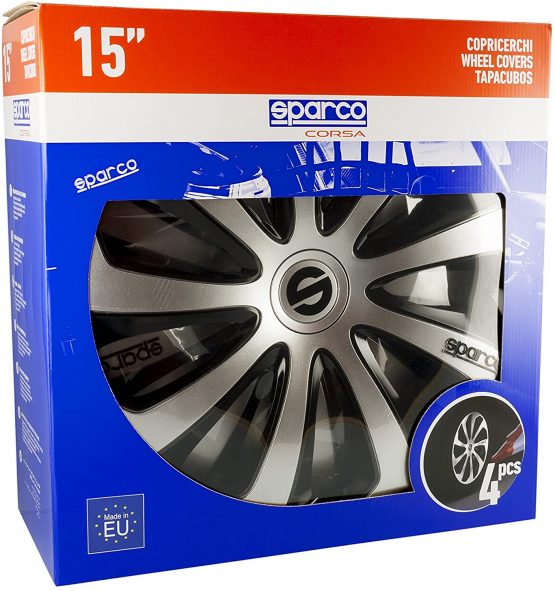 SPARCO SPC1573SVBK Sicilia Wheel Covers, Silver/Black, Set of 4, 15" - Image 4