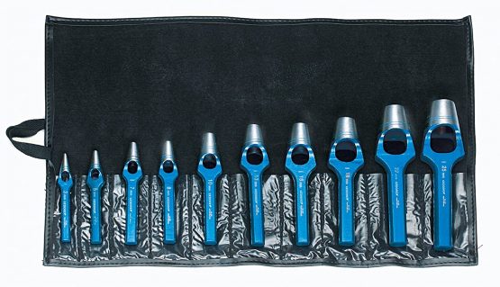 GEDORE Arc Punch Set, 10-Piece Set, Ø 3-25 mm, Rubber Leather gaskets Fabric, Round, Punch, 57303