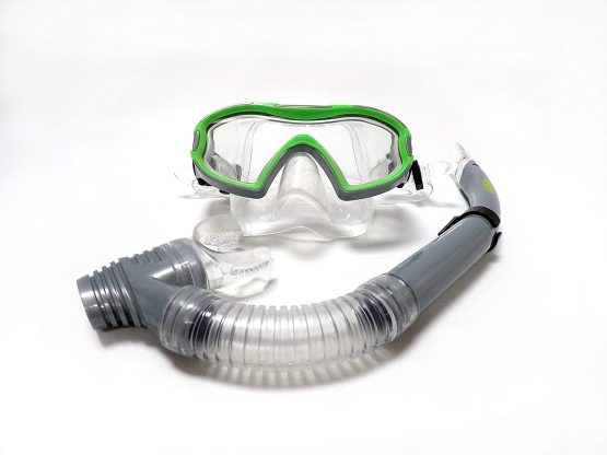 TWF Kid's Mask Snorkel Set, Silver/Green, One Size