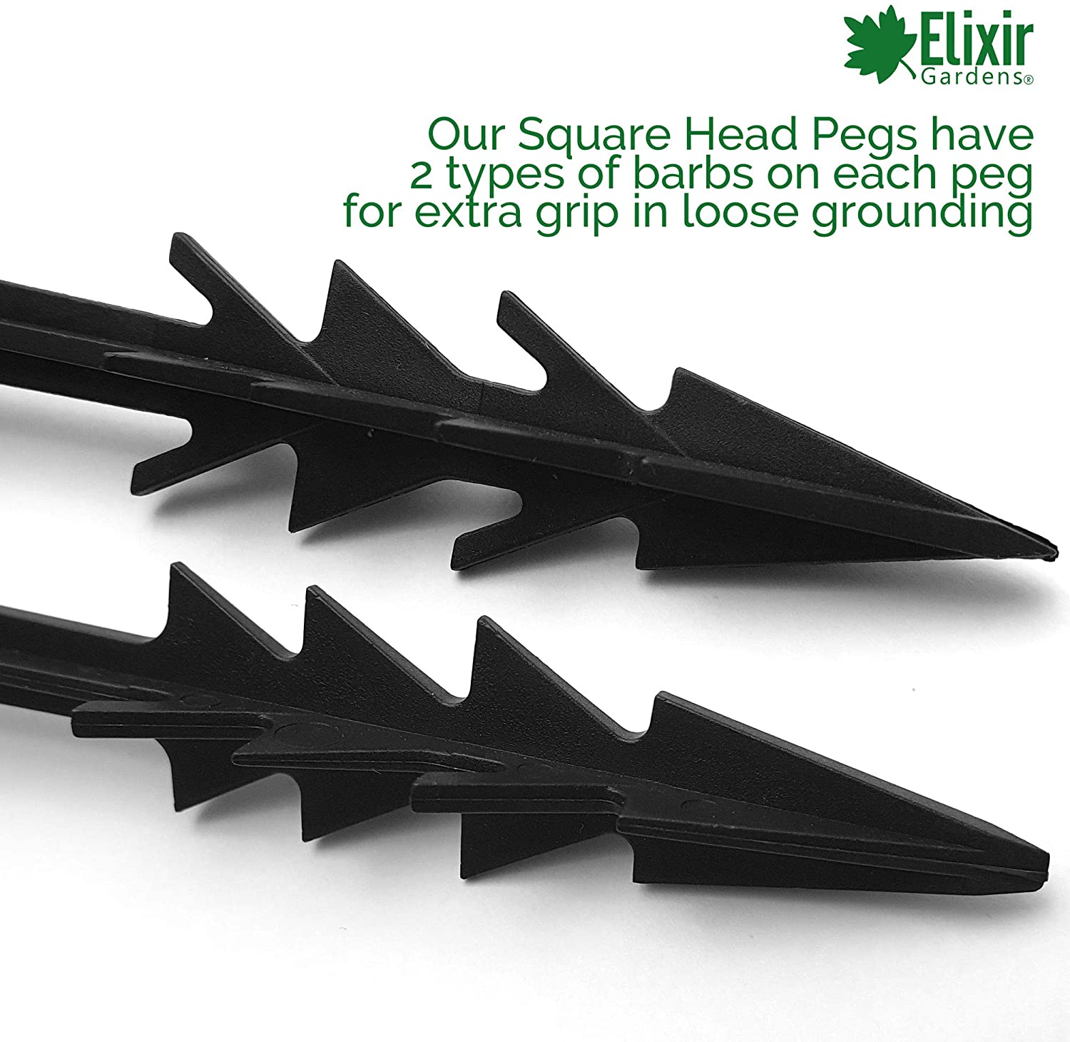 Elixir Gardens® 100 x 6 150mm SQUARE HEAD PEG Weed Fabric Fleece Tarpaulin Tent Ground Sheet, Black - Image 3
