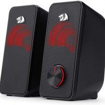 Redragon GS500 Stentor PC Gaming Speaker, 2.0 Channel Stereo Desktop Computer Speaker with Red Backlight, Quality Bass and Crystal Clear Sound, USB Powered with a 3.5mm Connector