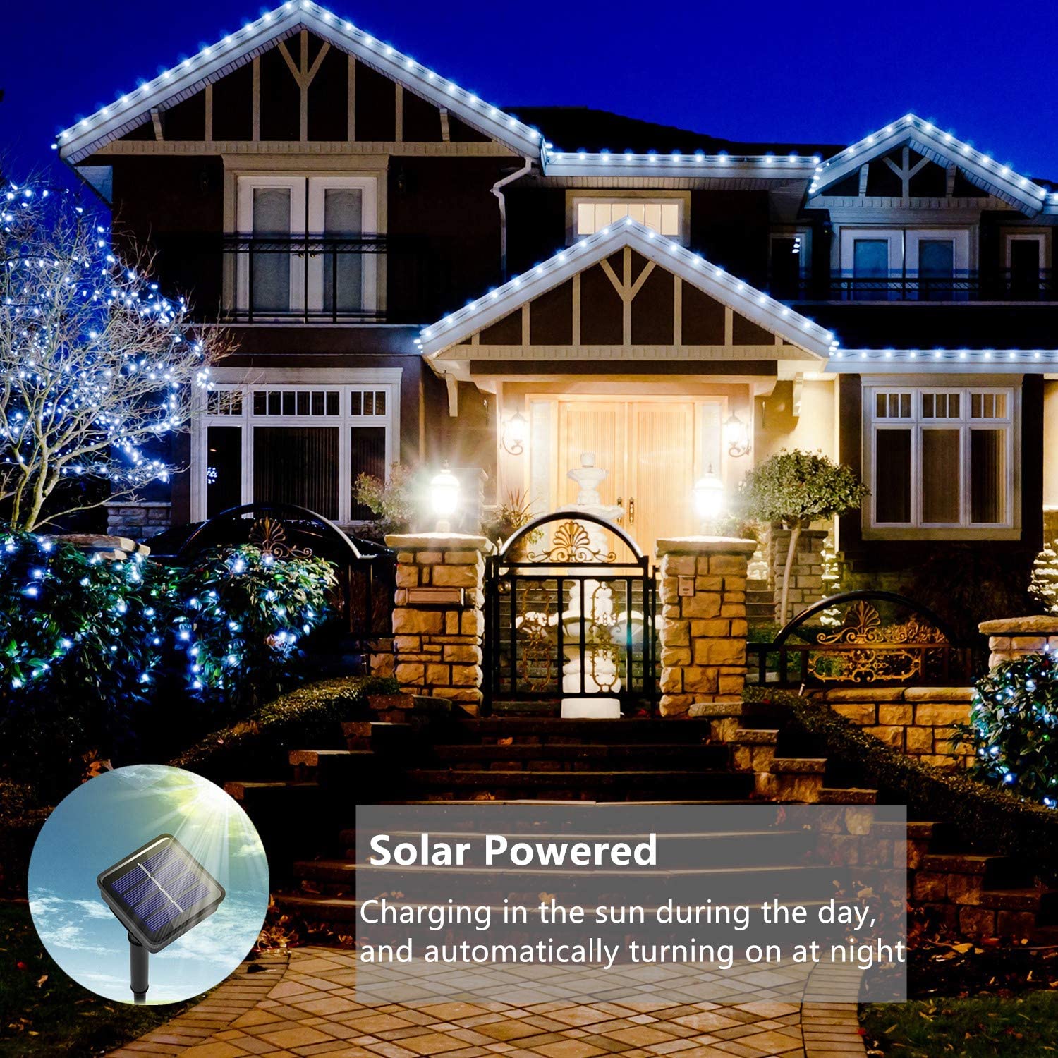 ooklee Solar Powered String Lights,Solar Fairy Lights,10 Meters/ 33Ft 100LEDS / 8 Modes,Waterproof Copper Wire Lighting for Indoor Outdoor - Image 2