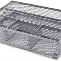 EasyPAG Mesh Drawer Organiser Tray Desk Draw Tidy Office Stationery Storage Pen Holder,Silver