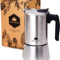 Groenenberg Espresso Maker | Moka Pot Induction | 4-6 Cup stovetop Coffee Maker (200-300 ml) | Stainless Steel Italian Coffee Maker incl. Extra sealings & Manual (6 Cup, 300 ml)