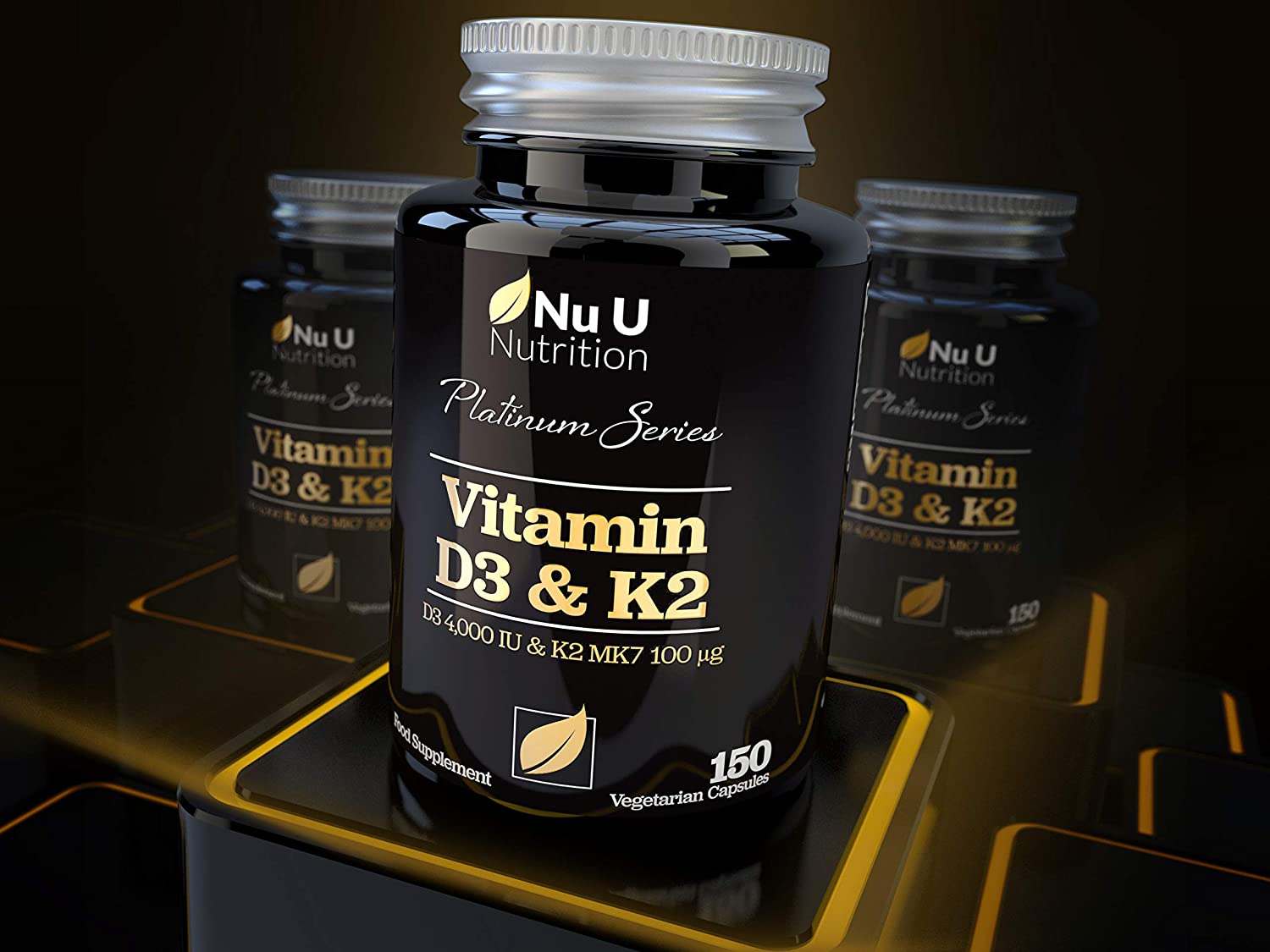 Nu U Nutrition, Vitamin D3 4000 IU and Vitamin K2 MK7 100μg, 150 Vegetarian Capsules, 5 Month Supply - Image 2