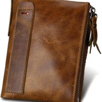 Mens' Wallet RFID Blocking Genuine Leather Credit Card Holder Wallet/Large Zip Coin Pocket Purse