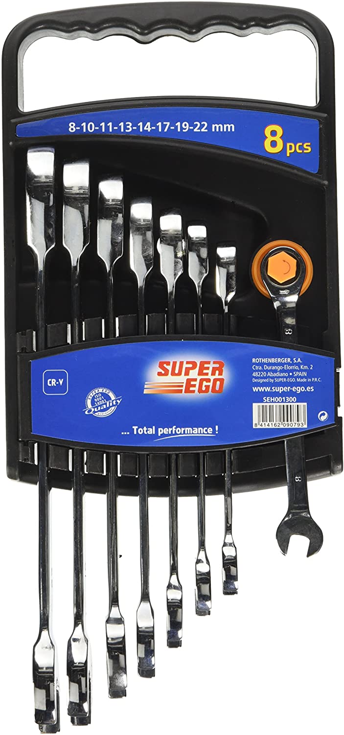 Rothenberger SEH001300 Socket Wrench Kit with Ratchet, Articulated, Chrome-Plated