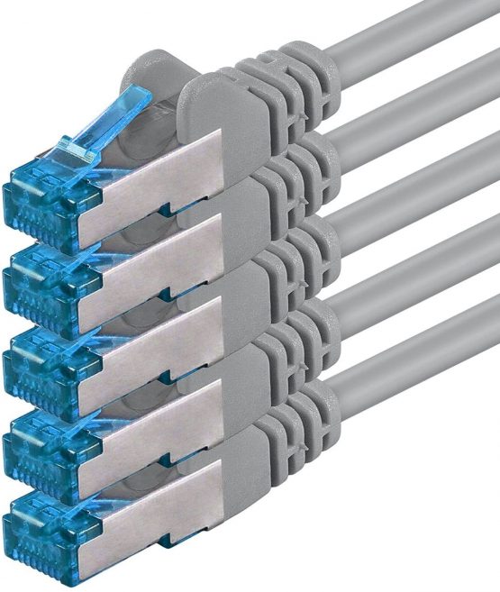 1aTTack 0.5m - CAT6a - network cable green - 10 pieces CAT 6 A patch cable 10000 Mbit s SFTP PIMF 500 MHz compatible with CAT5 CAT6 CAT7 CAT8 DSL Internet Switch Router