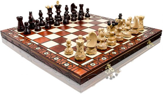 Exclusive AMBASSADOR DELUXE 54cm / 21in Premium Quality Wooden Chess Set, Handcrafted Classic Game