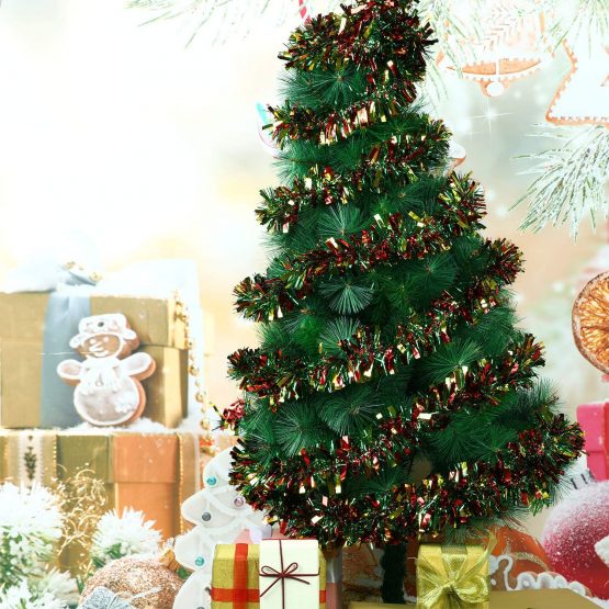 BBTO 39.4 Feet Tinsel Garland Mixed Color Metallic Tinsel Chunky Glittering Tinsel for Christmas Tree Decoration, 6 Pieces (Red, Green and Gold Mixed) - Image 3