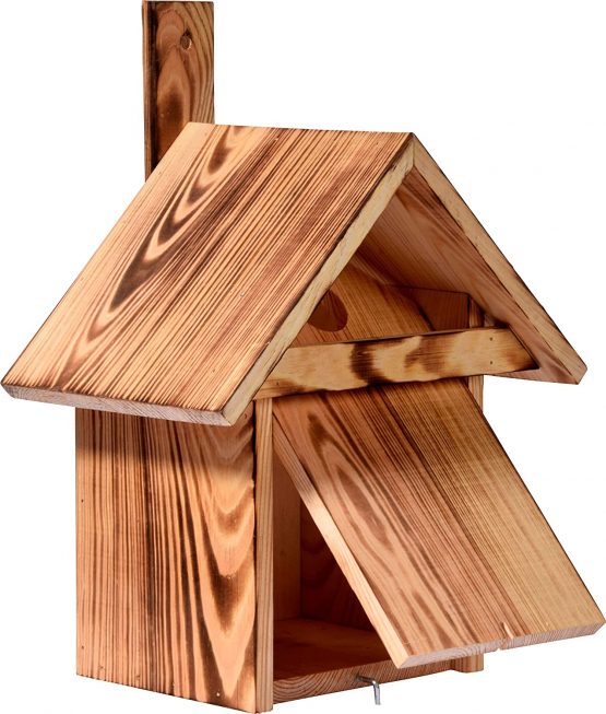 dobar 13075e Flamed Nesting Box with Approach Bar for Wild Birds 23.5 x 17.5 x 33 cm Pine, Brown - Image 2