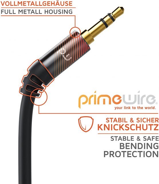 5m audio cable - jack extension lead for AUX inputs - solid metal plug - 3.5mm plug to 3.5mm socket - Stereo Sound for Smartphone Headphone Tablet - Image 3