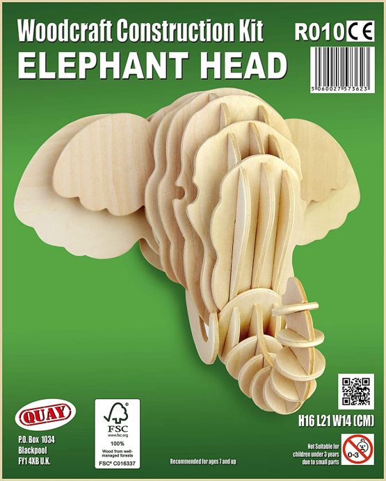Quay Elephant Head Woodcraft Construction Kit FSC - Image 2