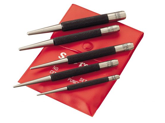 Starrett S117PC Centre Punches Set, 1/16", 5/64", 3/32", 1/8", 5/32" Diameters, In Plastic Case